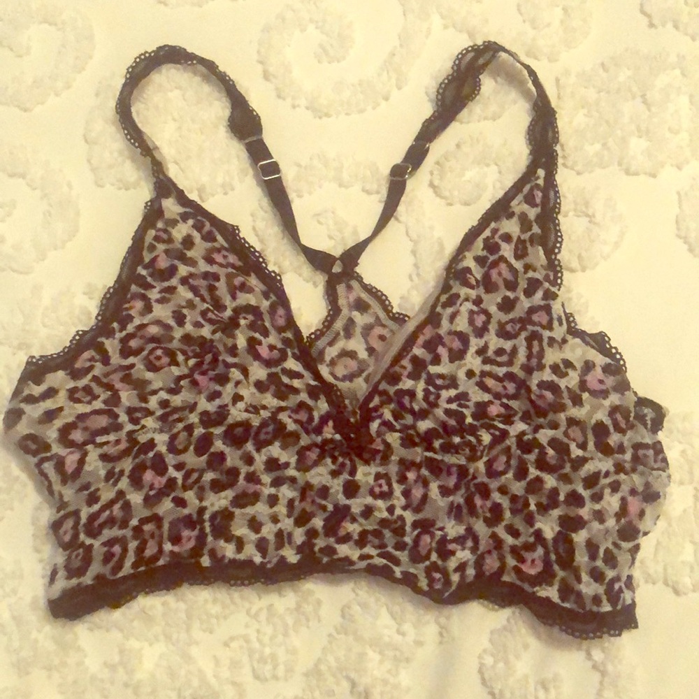Leopard printed lace bralette